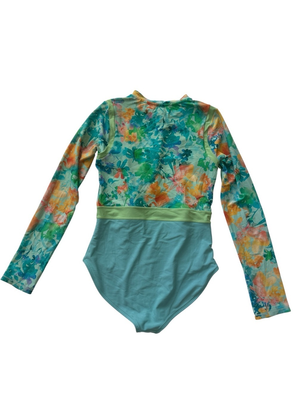 Athleta Teal One-Piece Floral Sleeve Rashguard - Picture 2 of 5